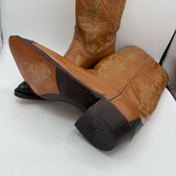 Vintage Dan Post Brown Leather Western Cowboy Boots USA Made size 10 M - Picture 6 of 8